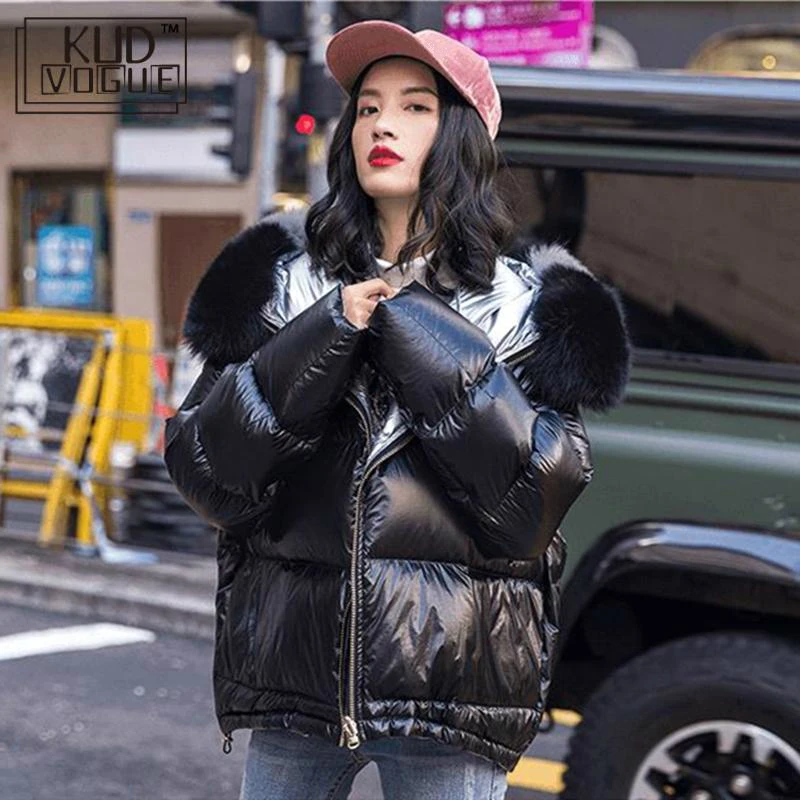 Зимняя женская куртка толстая теплая белая утиный пух парка с капюшоном верхняя