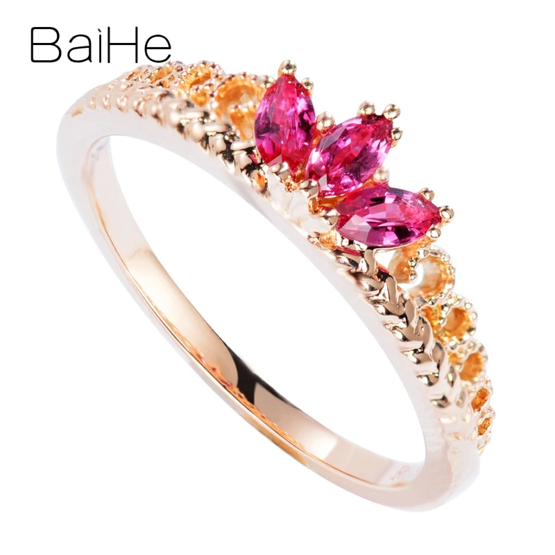 

Кольцо BAIHE женское из розового золота 14 к с натуральным Рубином