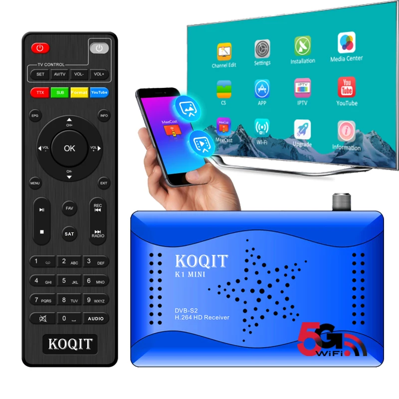 KOQIT K1 Mini 5G спутниковый декодер спутниковое ТВ приемник MeeCast DVB S2 рецептор Finder T2-MI T2MI