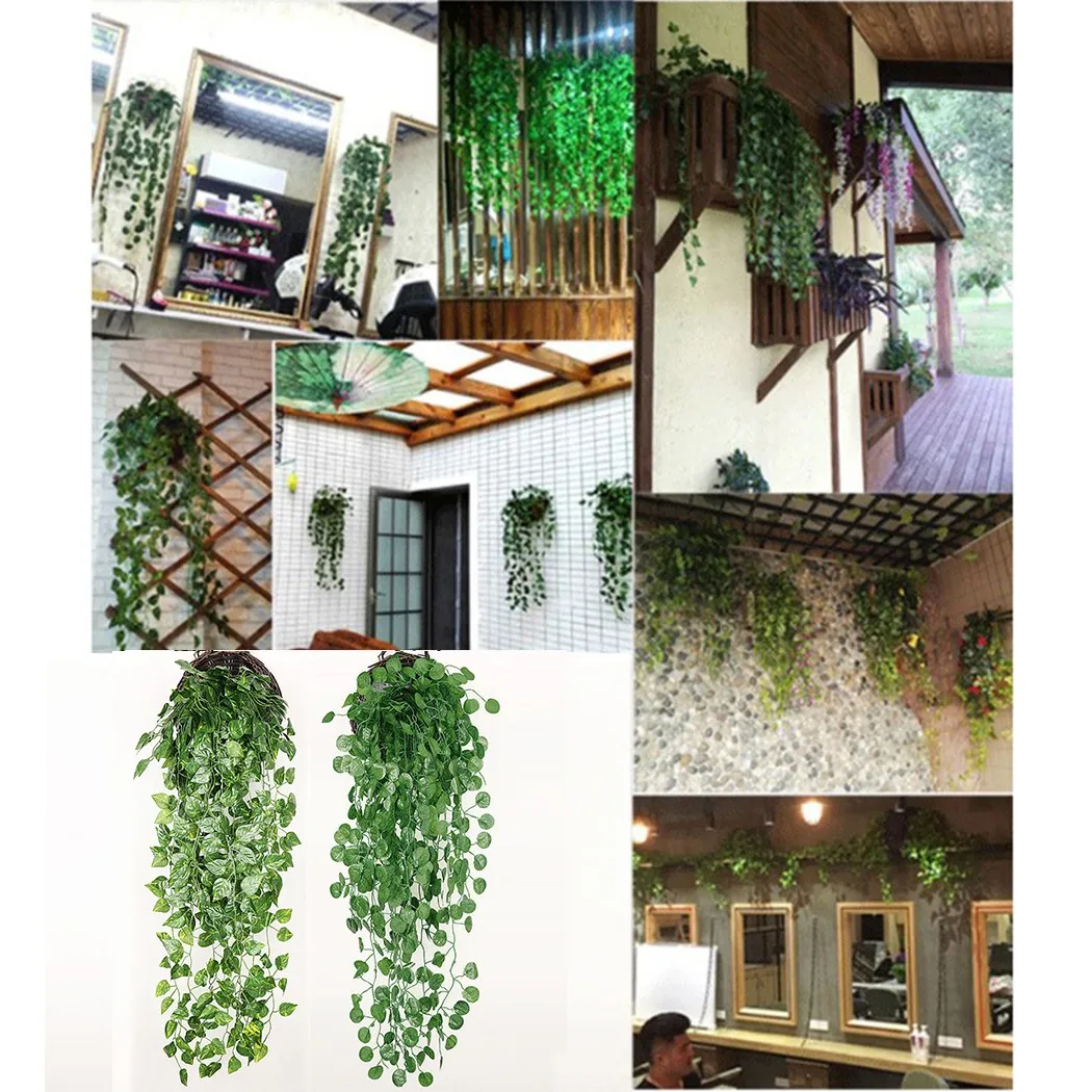 

90cm Plastic, Silk Cloth Artificial Hanging Plant Greenery Vine Leaf Garland Begonia Leaf Rattan In Stock