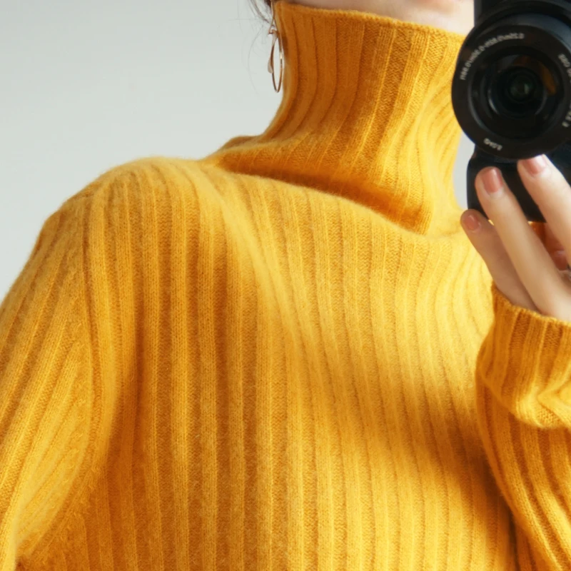 

Turtleneck cashmere sweater women solid color casual wool knitted sweater thick section 2020 new long-sleeved fashion Tops