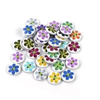 500pcs natural mixed flowers printed round wood buttons scrapbooking decorative 2 holes christmas button crafts sewing