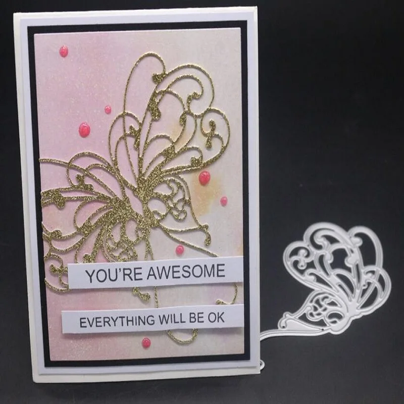 Элегантный металлический трафарет в виде бабочки для рукоделия скрапбукинга