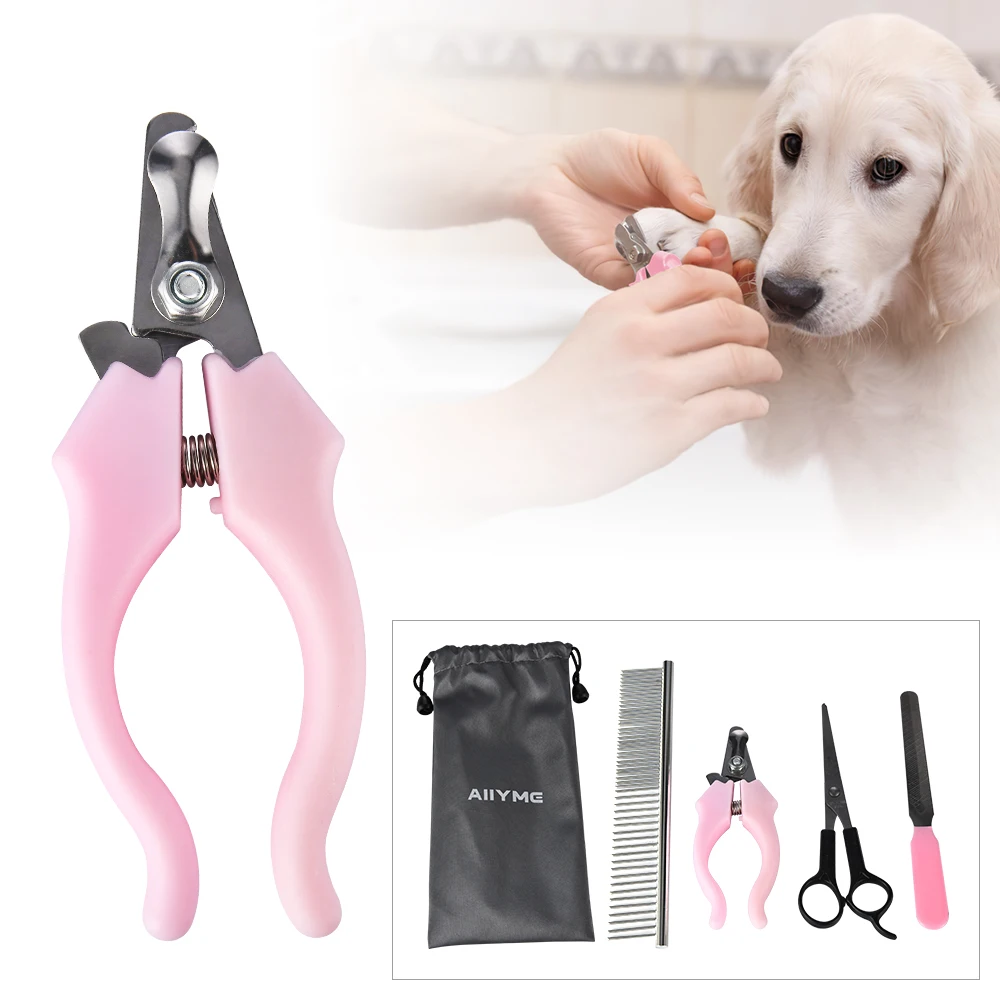 

4 In 1 Dog Products Pet Nail Clipper Nail File Grooming Hair Comb Hairdressing Scissors Kit Claw Clippers Trimmer Cat Supplies