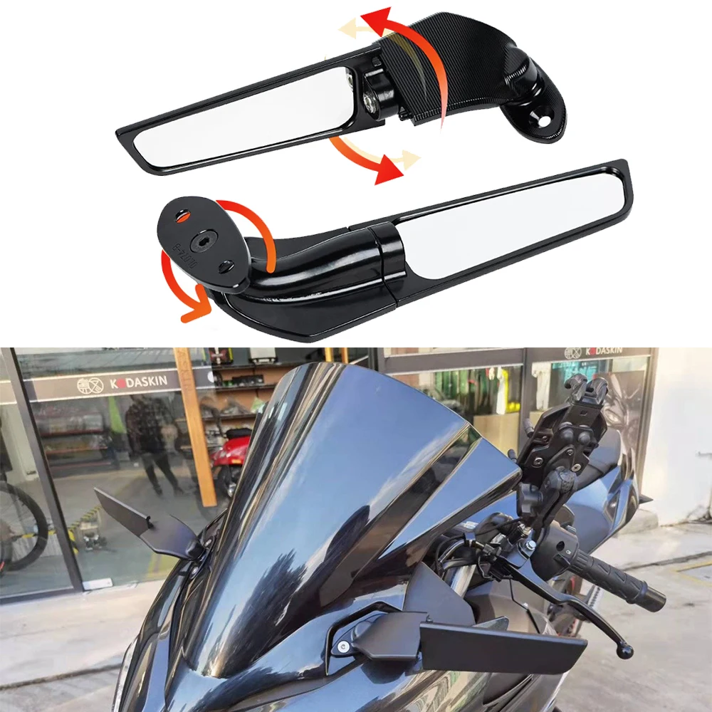Мотоциклетные зеркала заднего вида Регулируемые вращающиеся боковые для KAWASAKI