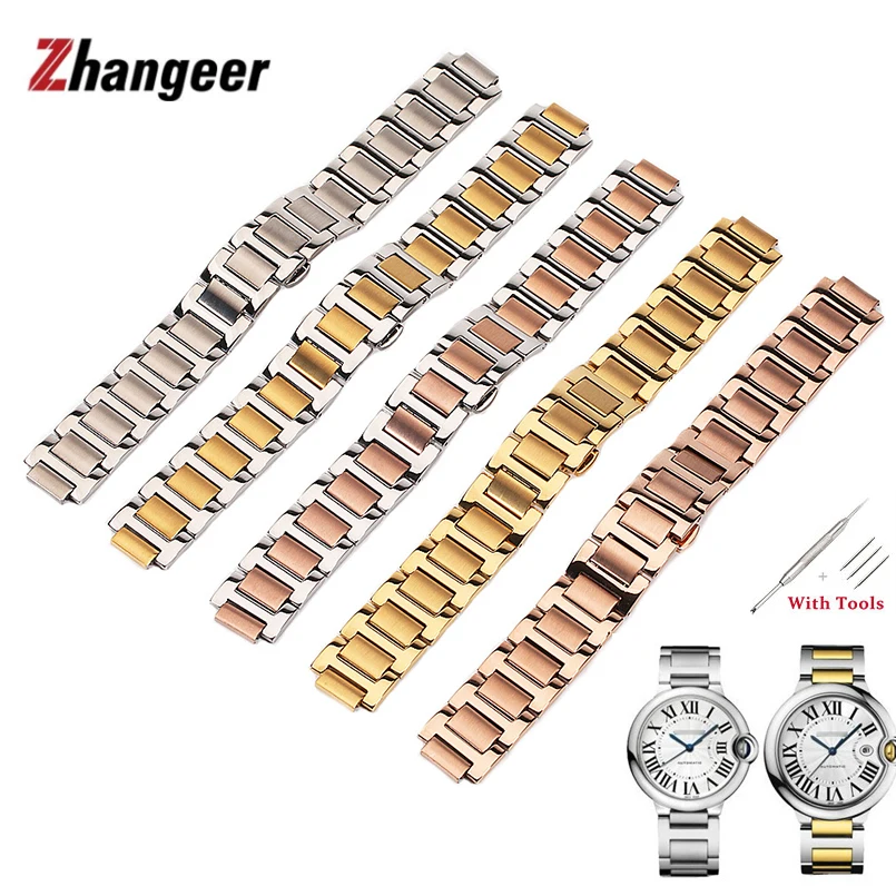 

Stainless Steel Watchband for Cartier Blue Balloon Watch Strap Bracelet 14-8mm 17-11 20-12.5 Watch Accessories Replacement Band