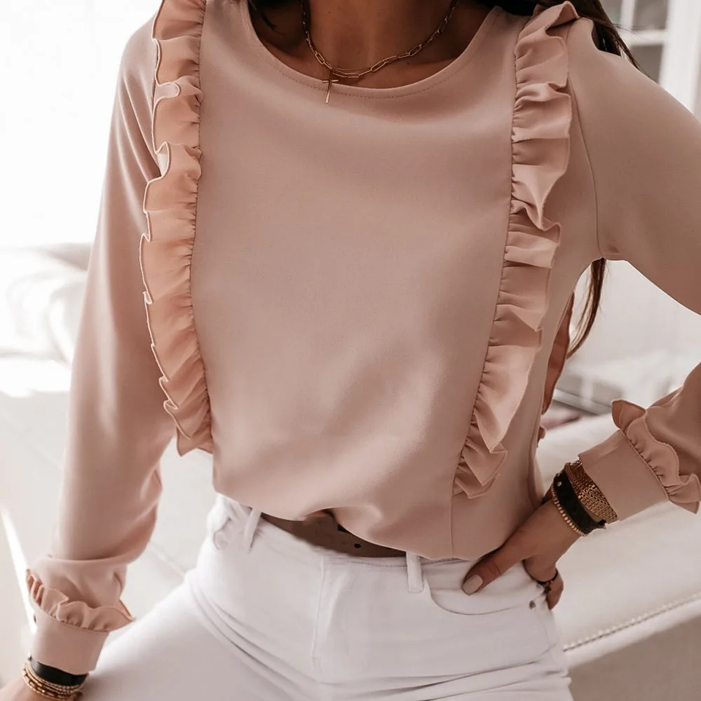 Elegant Ruffles Blouse Blusas Feminina 2020 Spring Womens Clothing Long Sleeve Shirt Korean Fashion Office Button Ladies Tops | Женская