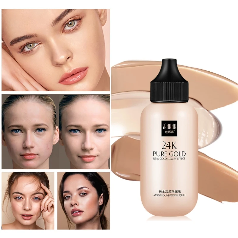 24 каратная Золотая жидкая косметика/основа Увлажняющая оболочка пятна ровный