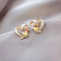 color heart shaped earrings fashion simple personality trend ladies jewelry exquisite popular for friend fashion stud earrings