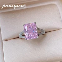 panysysen s925 sterling silver pink sapphire citrine high carbon diamond ring women radiant cut adjustable open rings wholesale