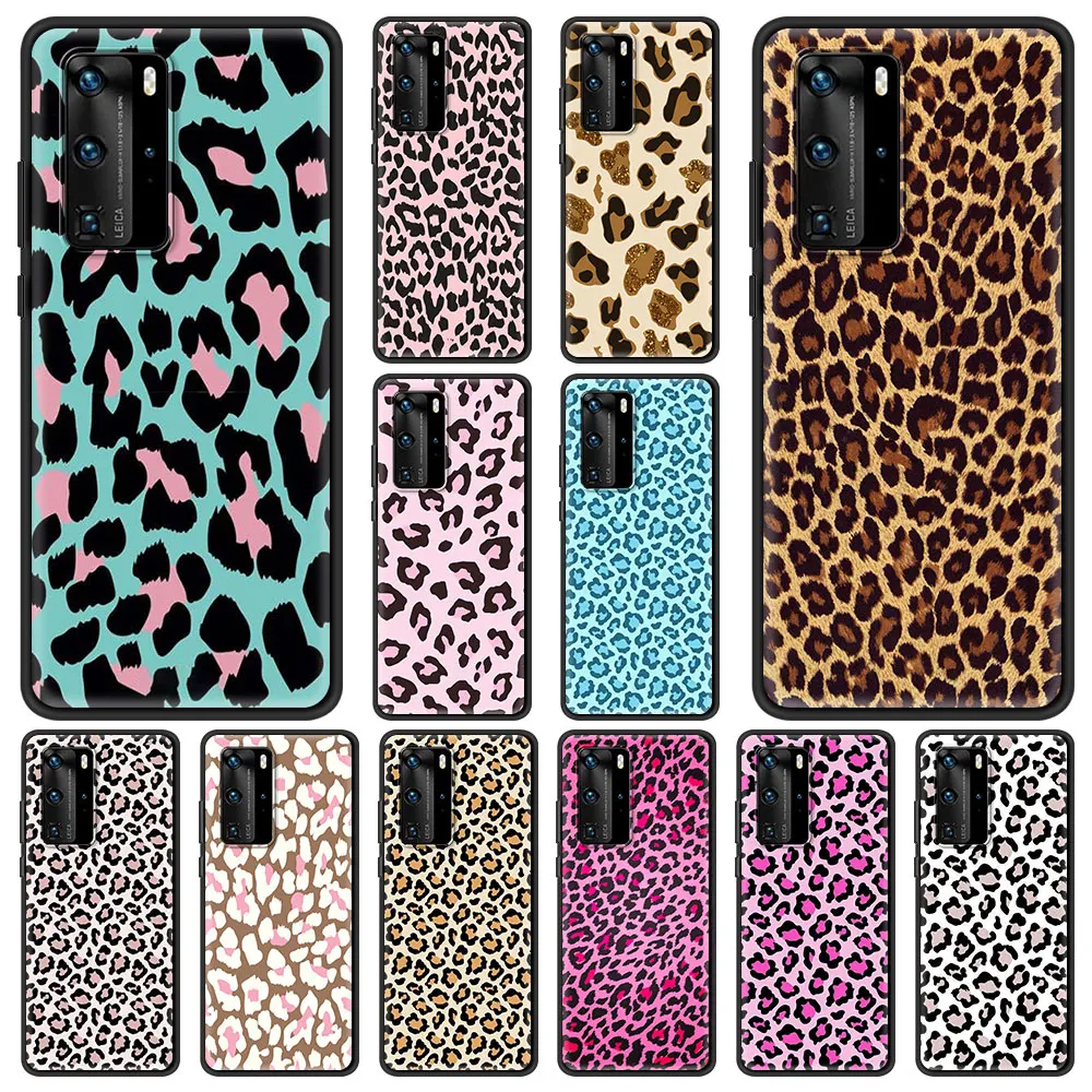 

Leopard Print Phone Case Cover Bag For Huawei Y6 Y7 2019 P30 Pro P40 Lite E P Smart Z Silicon Shockproof Shell Fundas