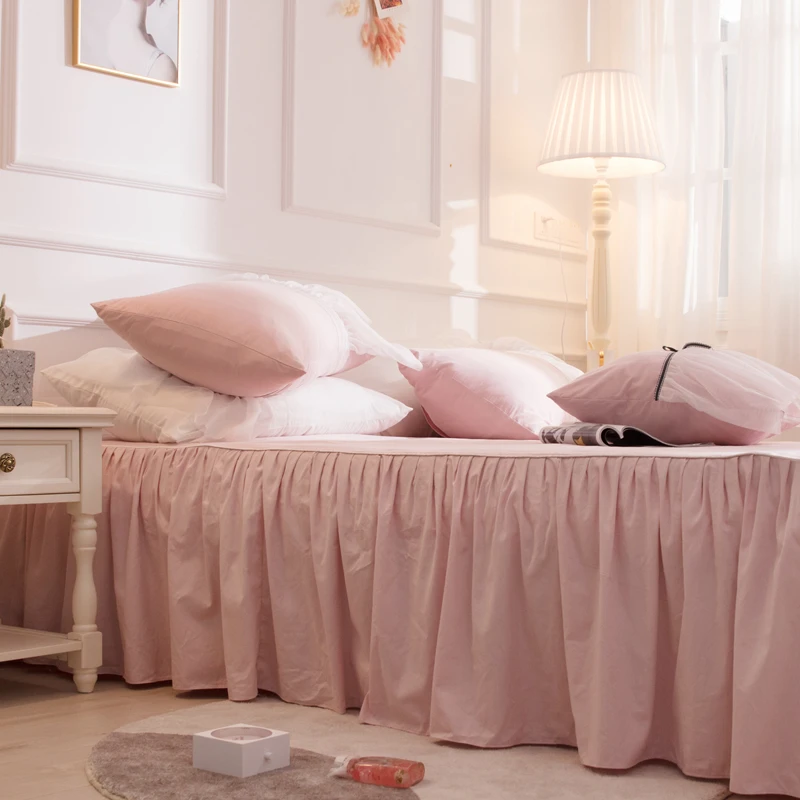 New Cotton lace Bedding Set pink Duvet Cover Bed Linen Tassels Luxury princess bed skirt twin queen king wedding bedclothes | Дом и сад