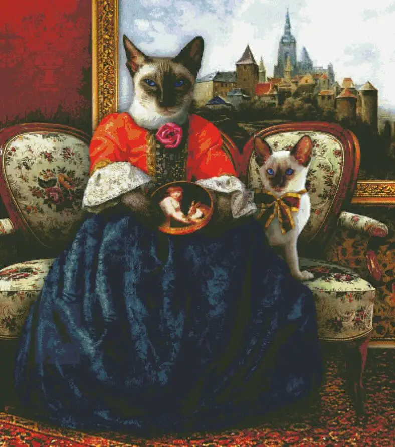 Ms. Siamese Вышивка крестом пакет животное 18ct 14ct 11ct ткань хлопок шелк нитки вышивка DIY рукоделие ручной работы