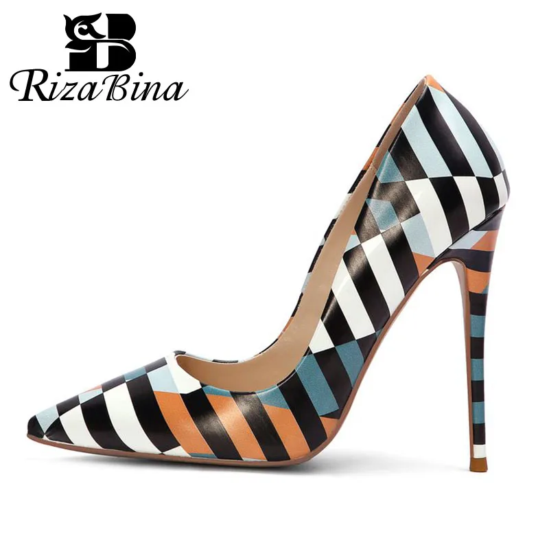 RIZABINA/Женская обувь на высоком каблуке пикантные офисные женские туфли лодочки