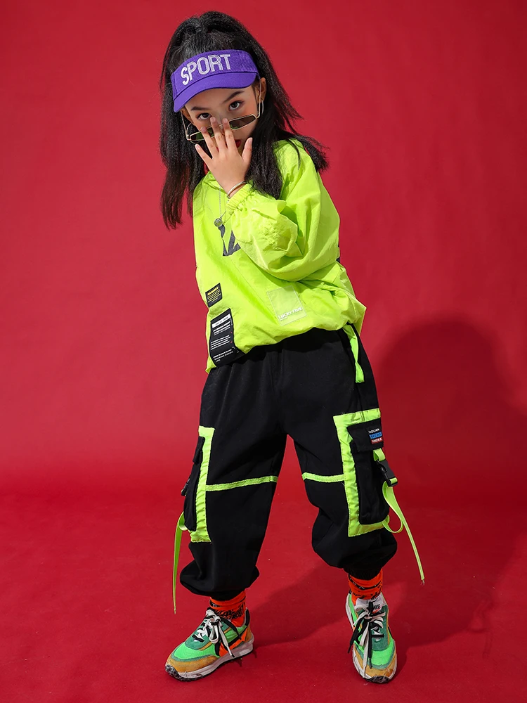 

2021 Jazz Dance Costumes Kids Hiphop Rave Outfit Child Street Dance Practice Wear Stitching Stage Performance Clothing Hip-hop