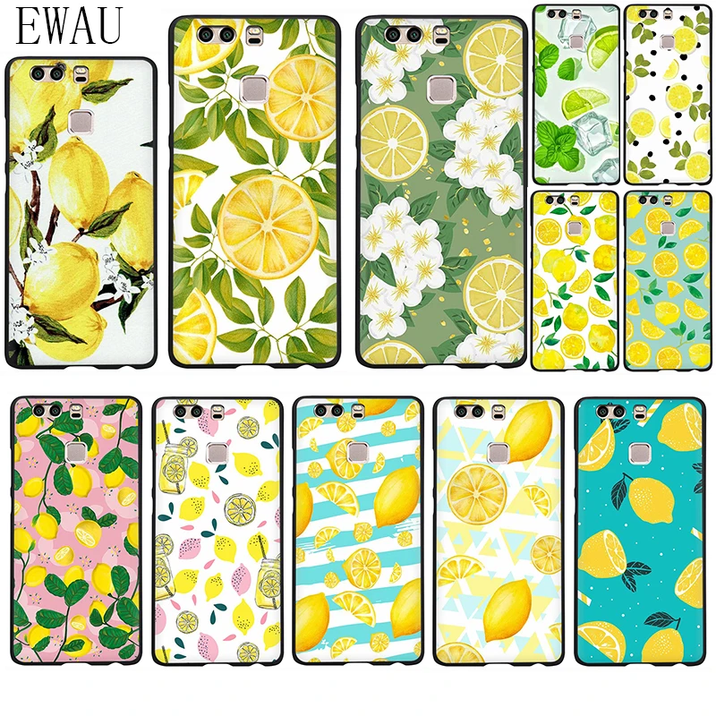 Разноцветный силиконовый чехол для телефона EWAU Fruit Fresh Lemon Huawei P8 P9 P10 P20 P30 Pro Lite Mini P