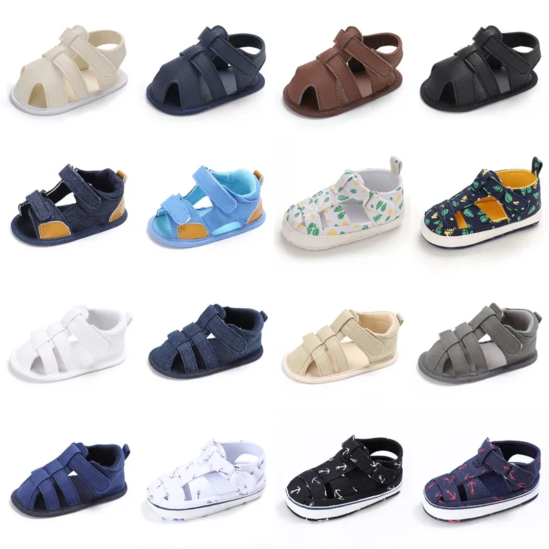 NEW Summer 0-18Months Kids Newborn Baby Boys Girls Fashion Summer Soft Crib Shoes First Walker Anti Slip Sandals Shoes Soft Sole