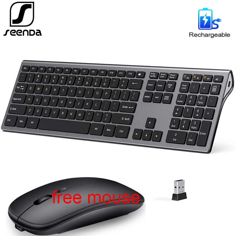 Беспроводная клавиатура и мышь SeenDa полноразмерная эргономичная с низким уровнем