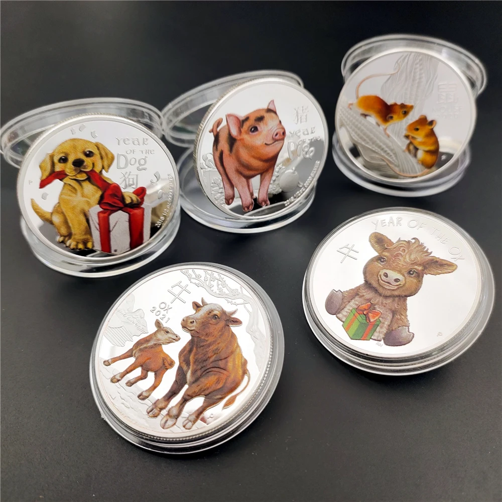 2021 год быка коллекционные монеты серебряный китайский зодиак|Безвалютные
