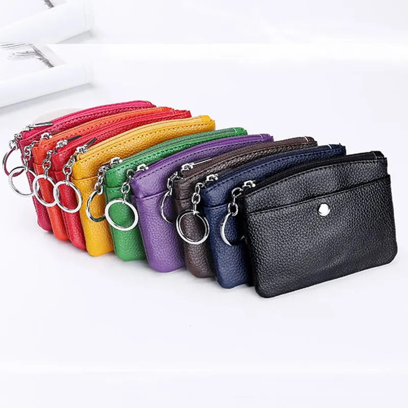 

1PC Coin Purse Vintage Solid Color Leather Men Coin Pouch Western Style Zipper Purse Shell Wallet Coin Purse Stylish Key Case