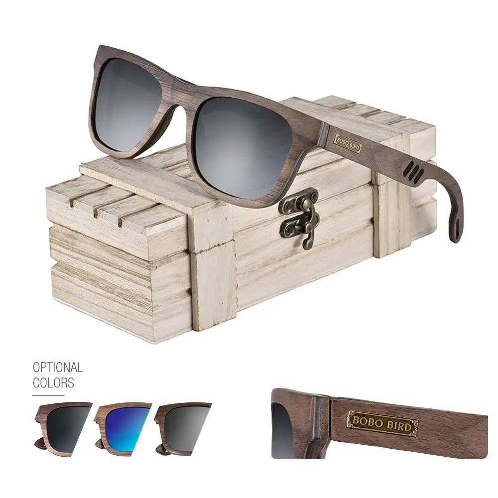 

очки солнечные женские BOBO BIRD Wood Sunglasses Men Women Polarized Sun Glasses gafas de sol for Men UV400 in Wooden Gift Box