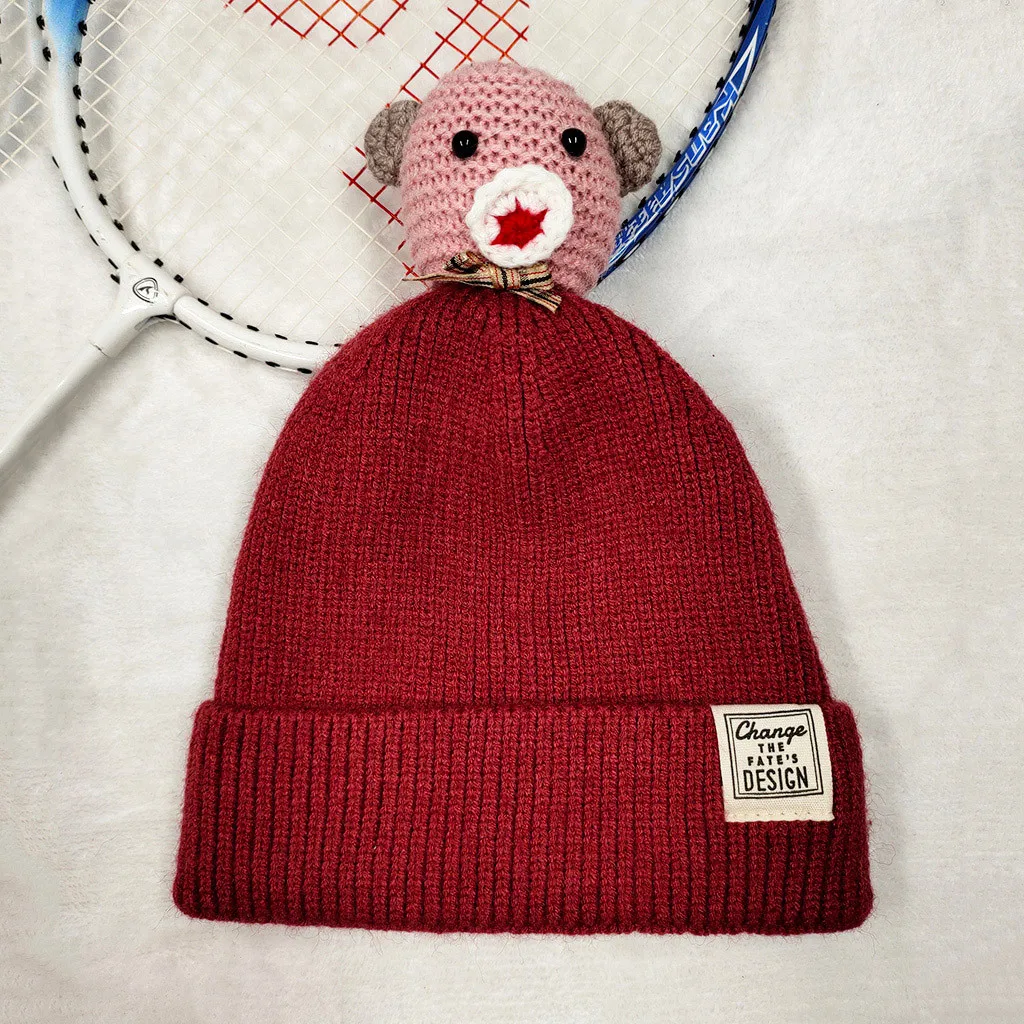 Детская зимняя шапка вязаная шарф комплект детская теплая Милая с рисунком 2020 г.