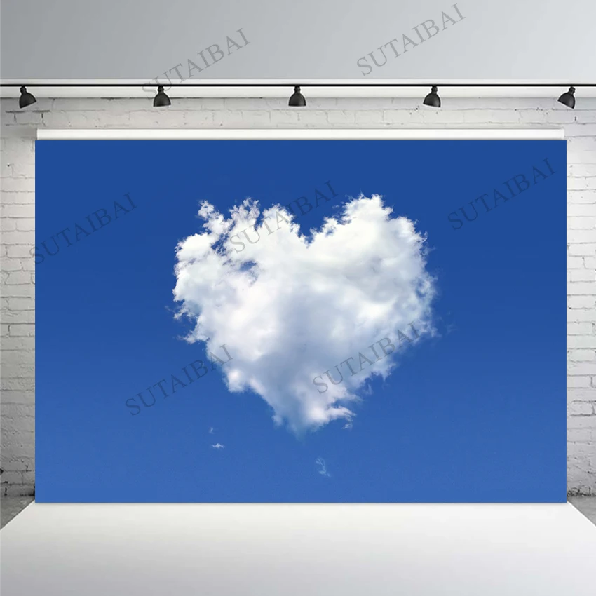 

Blue Sky White Clouds Love Heart Baby Photography Backdrop Child Portrait Photographic Backgrounds Room Decor Photozone