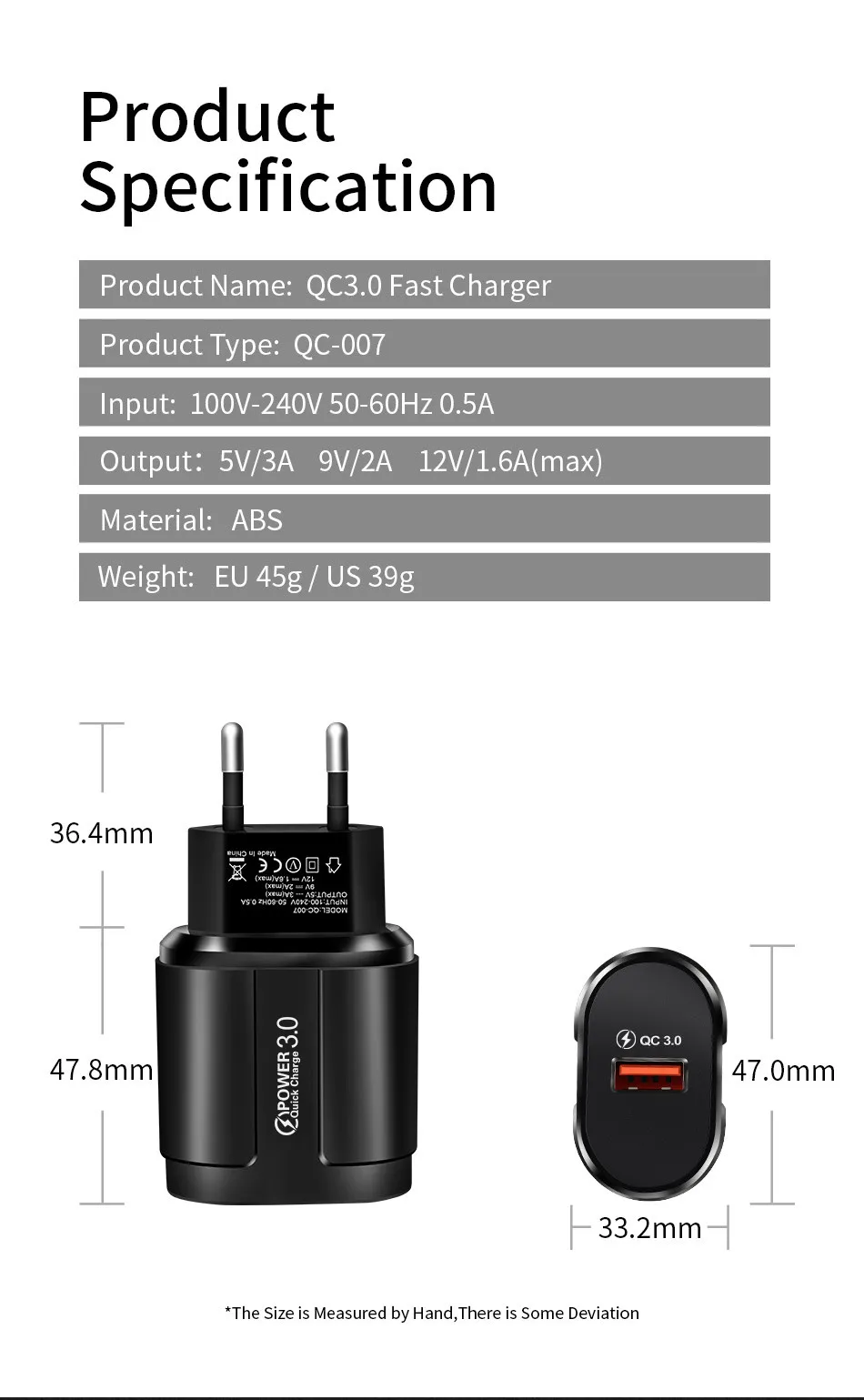 USLION Быстрая зарядка QC 3,0 USB en US зарядное устройства для iPhone samsung Xiaomi универсальная Быстрая зарядка мобильные телефоны настенные зарядные устройства