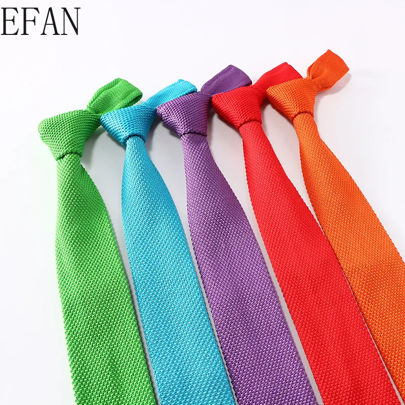 

New 6cm Slim Knit Tie for Men Leisure Business Skinny Necktie Navy Bule Colorful Striped Floral Fashion Weave Ties Accessories