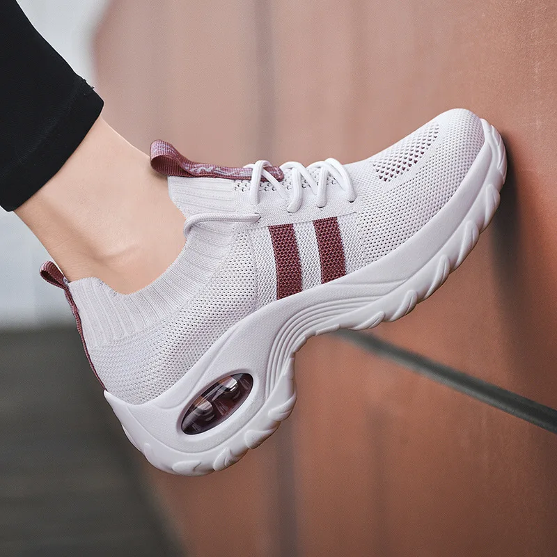 

CEVABULE Fashion Lace-up Socks Shoes Thick-soled Comfortable Outdoor Casual Shoes Breathable Shallow Mouth Women's Shoes LCH