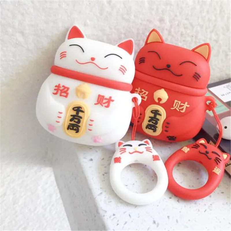 

For Airpods 1 2 Case Lucky Cat Aniaml Silicone Cover for Air Pods Pro Earphone Case 3D Headphone Cases for Earpods Accessories