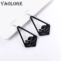 yaologe black funny simple fashion temperament small fish trendy personality drop earrings aesthetic acrylic earrings for women