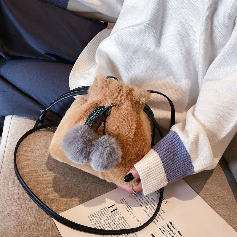 2020 новая женская сумка через плечо корейская мода повседневная простая плюшевая