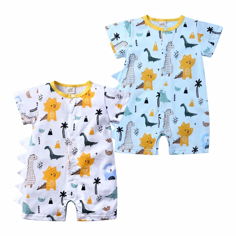 Baby Rompers Summer Dinosaur Style Baby Boy Girl Clothing Newborn Infant Cartoon Short Sleeve Clothes 3-6-9-12-18-24 Months