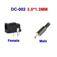 10pcs dc 002 3 51 3 mm dc power jack female charging socket and male dc plug 3 5 x 1 3mm 3pin charging dc connector dip dc 002