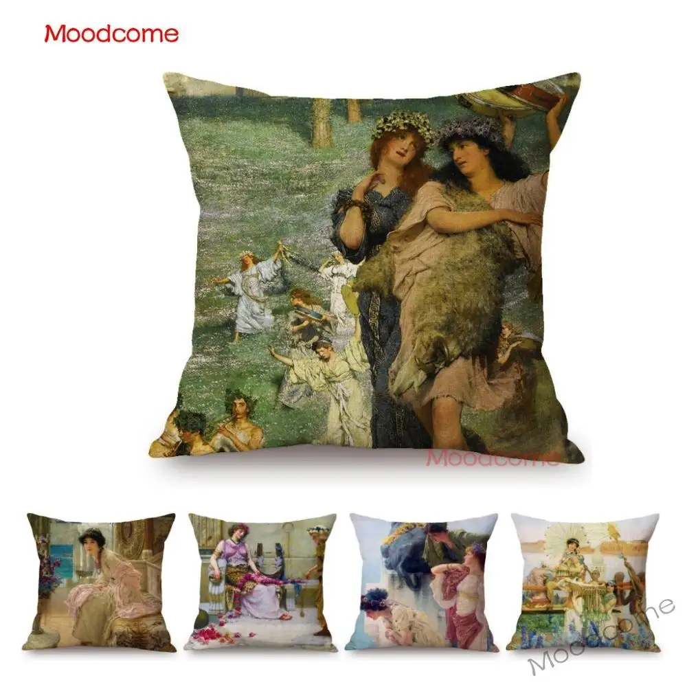 

Lawrance Alma Tadema известная картина маслом древняя европейская королевская Роскошная жизнь Декор брошь Подушка Чехол Ангел льняная наволочка
