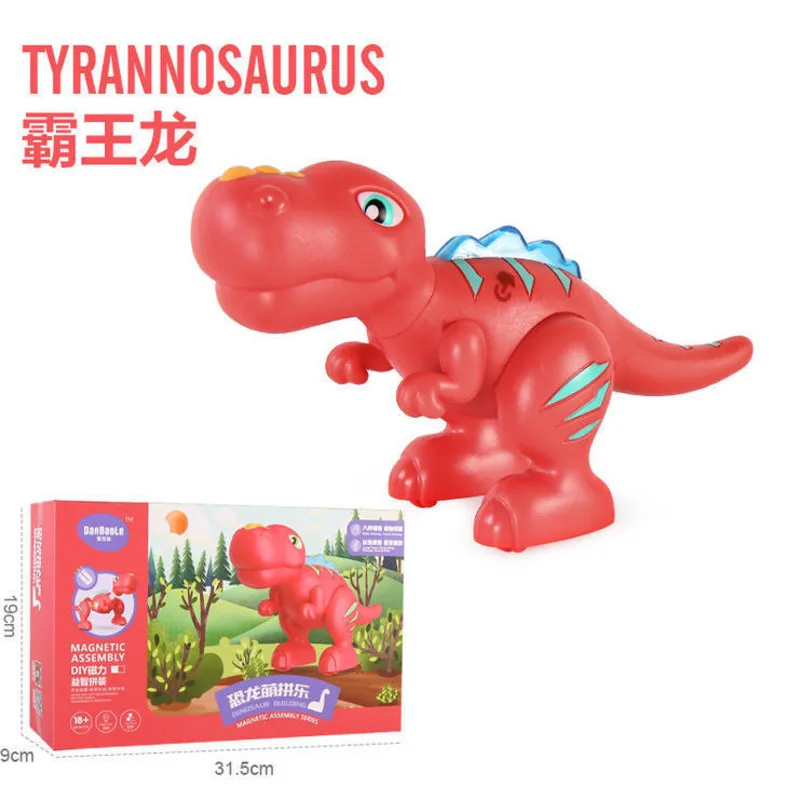 

Kids Recording Dinosaur Toys DIY Magnetic Assembled with Light Music Simulation Dinosaur Model Game Toys for Children Xmas Gift