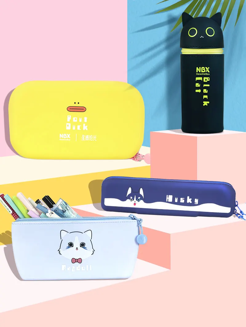 Пенал NewmeBox милый Футляр для ручек сумка макияжа Мягкая силиконовая косметичка на