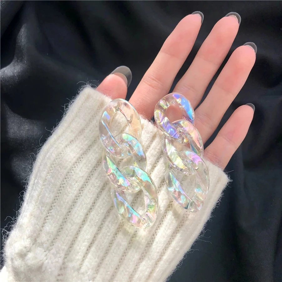 

2021 Korean Fashion Jewelry New Transparent Statement Acrylic Resin Earrings Boucle oreille Femme Stud Earrings For Women Girls