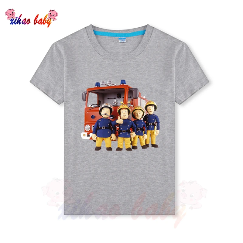 

Kids Clothes Firefighter Design Print Kids T Shirt Boys/Girls Short Sleeve Tops Children's Funny Cartoon Custom Sweatshirt 3T-9T