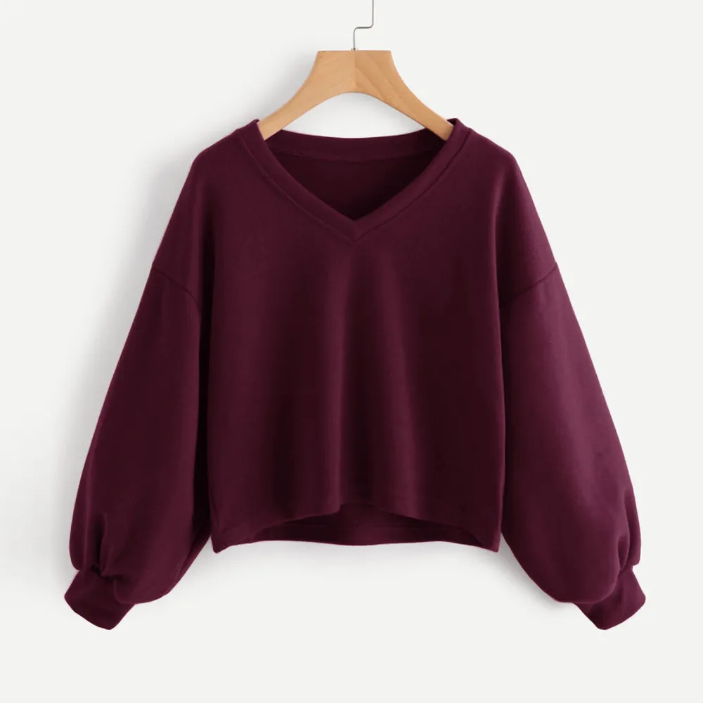 Свитшот женский с капюшоном и рукавами-фонариками осень 2019 | Женская одежда