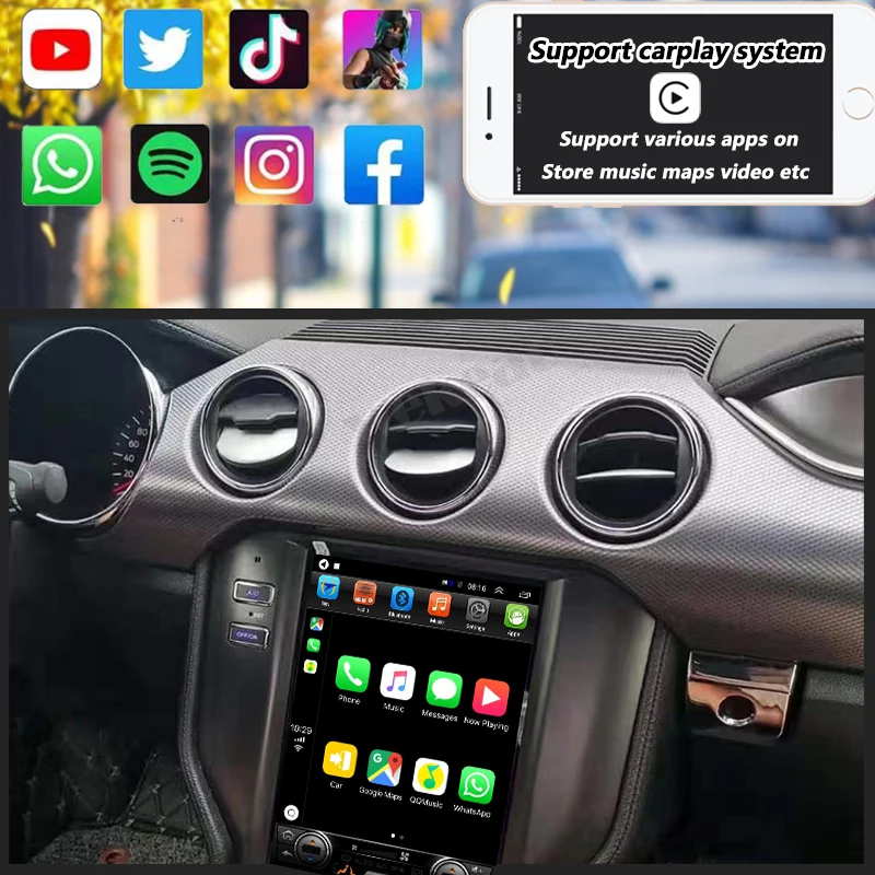 android 9 car radio for ford mustang 2014 2019 multimedia navigation radio stereo wireless carplay mirrorlink gps 5g wifi free global shipping