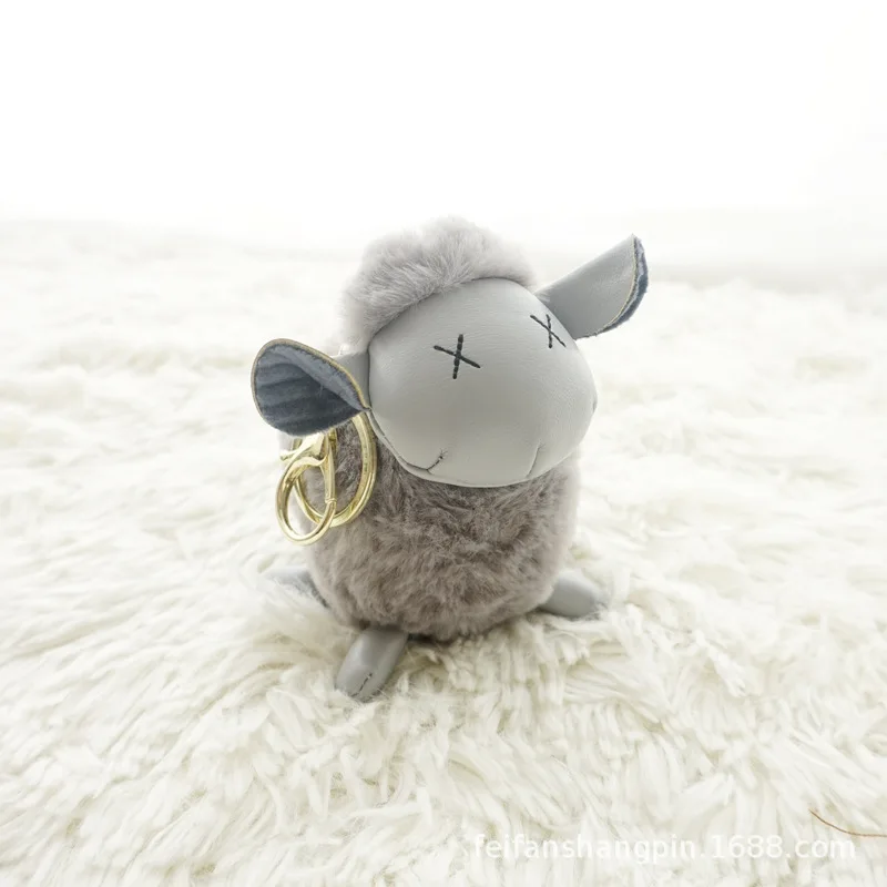 Изделия ручной работы брелок овца настоящая овечья шерсть мех цепочка для ключей