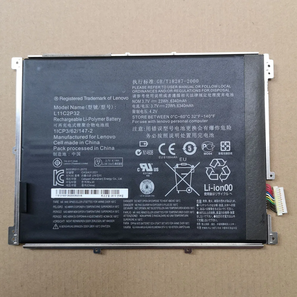 

L11C2P32 Tablet battery for LENOVO IdeaTad S6000 S6000-F S6000-H A7600 A7600-HV A7600-F S6000L-F A10-80HC L12D2P31 6340mAh