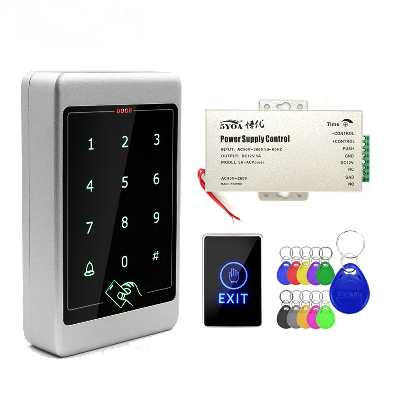 

Waterproof RFID Access Control Rainproof Standalone Touch Button Door Lock Keypad Card Entry Controller Reader System