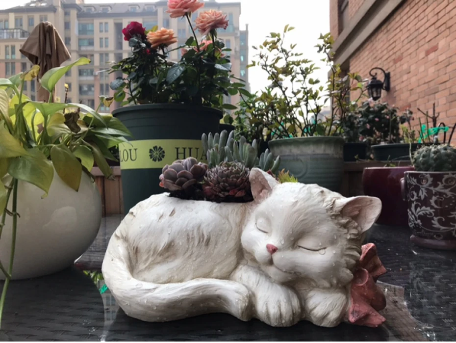 Животные цветочный горшок кошка цветочный горшок котенок Цветочная композиция Смола ваза гидропоника мясистые цветочные горшки зеленое растение в горшках Декор