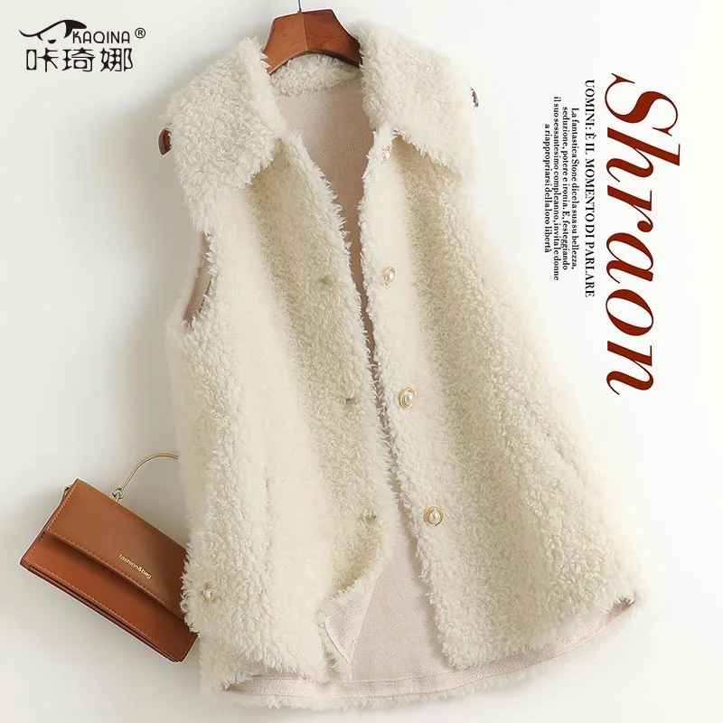 

SHZQ 2021 осень и зима новое шерстяное меховое пальто жилет с большим лацканом Композитное меховое цельное Женское пальто