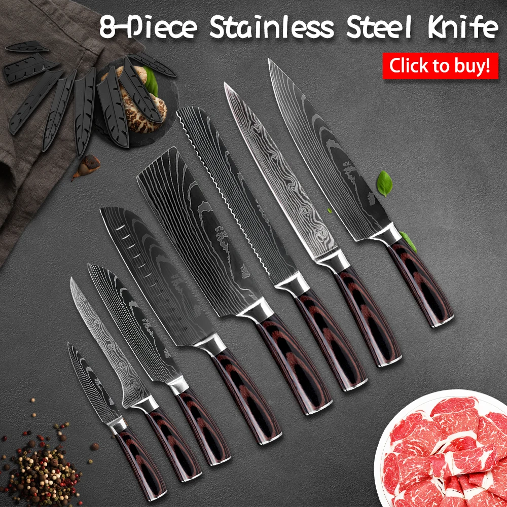 Damask японские кухонные ножи набор лезвий из нержавеющей стали дамасский лазерный