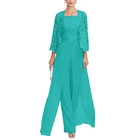 Элегантные серые кружевные брюки для мамы невесты, костюм размера плюс, шифоновые вечерние платья для мамы, длинные платья, Vestidos De Madrina