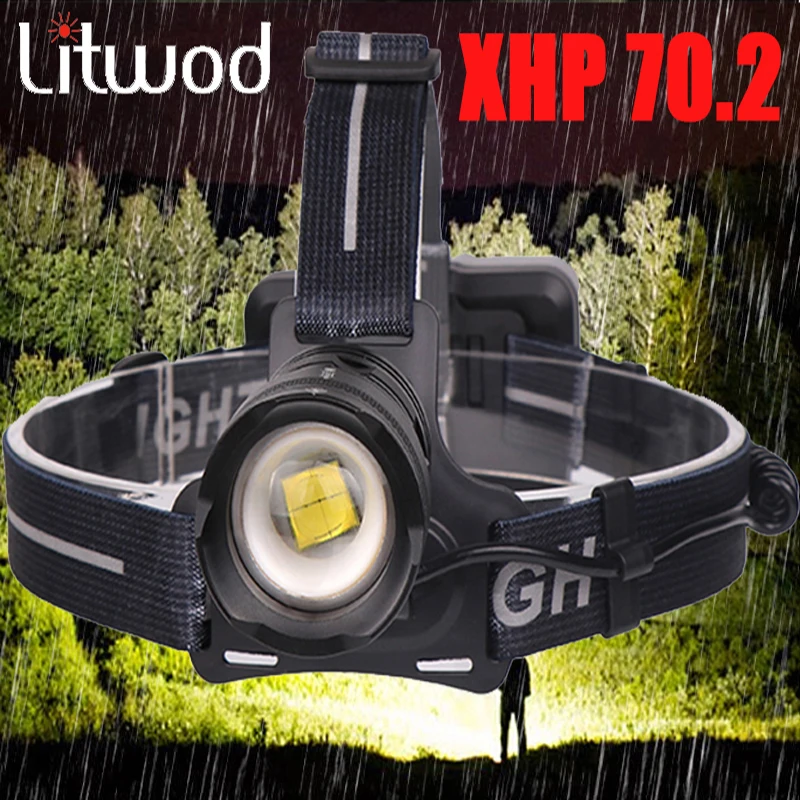 Светодиодный налобный фонарь Z40Litwod 2808 Xlamp xhp70.2 50000lm оригинальный Мощный